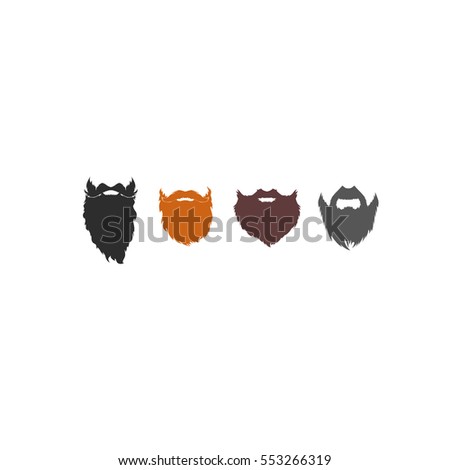 Set of four men's beards. Great vector elements. Modern illustration. Hipster style. It can be used as logo. Various beards styles.