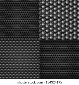 Set of four metal background with light reflection