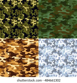 Set of four military camouflage seamless patterns