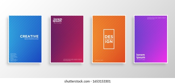 Satz von vier minimalen Decken Design. Farbige Halbtongradienten.Modernes Hintergrunddesign für Web-Vorlagen. Coole Farbverläufe. Zukünftige geometrische Muster. EPS10 Vektorillustration.
