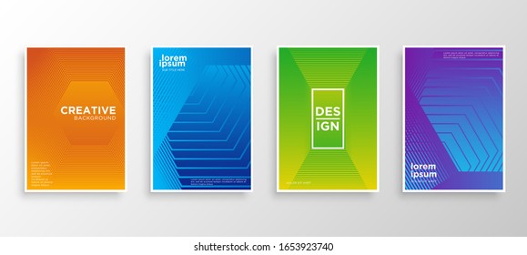 Set of four Minimal covers design. Colorful halftone gradients.modern background template design for web. Cool gradients. Future geometric patterns. Eps10 vector.