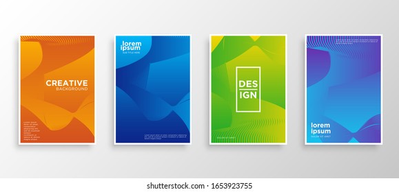 Set of four Minimal covers design. Colorful halftone gradients.modern background template design for web. Cool gradients. Future geometric patterns. Eps10 vector.