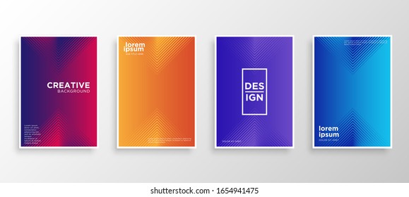 Set of four Minimal covers design. Colorful halftone gradients.modern background template design for web. Cool gradients. Future geometric patterns. Eps10 vector.