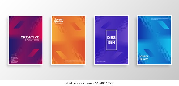 Set of four Minimal covers design. Colorful halftone gradients.modern background template design for web. Cool gradients. Future geometric patterns. Eps10 vector.