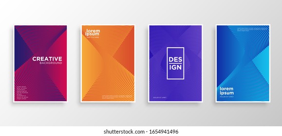 Set of four Minimal covers design. Colorful halftone gradients.modern background template design for web. Cool gradients. Future geometric patterns. Eps10 vector.