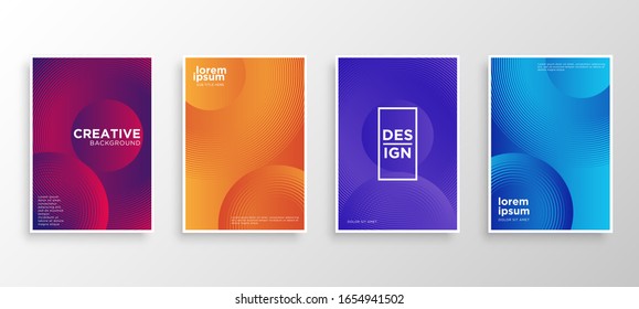 Set of four Minimal covers design. Colorful halftone gradients.modern background template design for web. Cool gradients. Future geometric patterns. Eps10 vector.