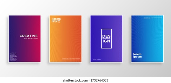 Set of four Minimal covers design. Colorful halftone gradients.modern background template design for web. Cool gradients. Future geometric patterns. Eps10 vector.