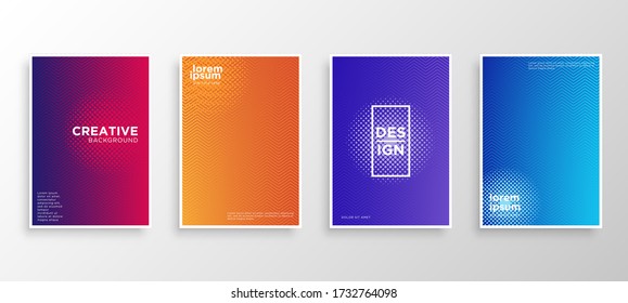 Set of four Minimal covers design. Colorful halftone gradients.modern background template design for web. Cool gradients. Future geometric patterns. Eps10 vector.