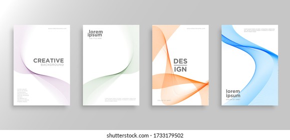 Set of four Minimal covers design. Colorful wavy lines gradients.modern background template design for web. Cool gradients. Future geometric patterns. Eps10 vector.