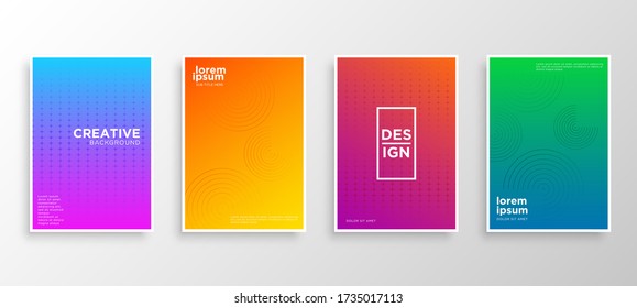Set of four Minimal covers design. Colorful halftone gradients.modern background template design for web. Cool gradients. Future geometric patterns. Eps10 vector.
