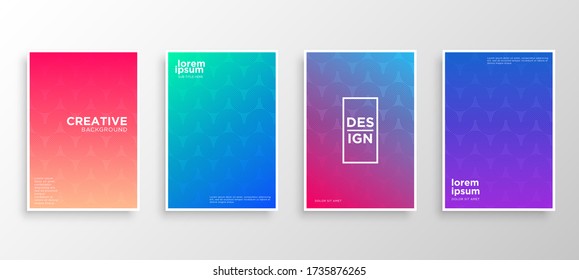 Set of four Minimal covers design. Colorful halftone gradients.modern background template design for web. Cool gradients. Future geometric patterns. Eps10 vector.