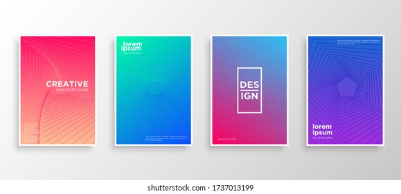 Set of four Minimal covers design. Colorful halftone gradients.modern background template design for web. Cool gradients. Future geometric patterns. Eps10 vector.