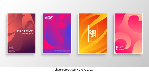 Set von vier Minimal Covers Design. Farbenfrohe Halbtongradienten. Modernes Hintergrunddesign für Web. Cool gradients. Zukünftige geometrische Muster. Eps10 Vektor.