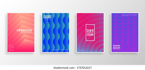 Set of four Minimal covers design. Colorful halftone gradients.modern background template design for web. Cool gradients. Future geometric patterns. Eps10 vector.