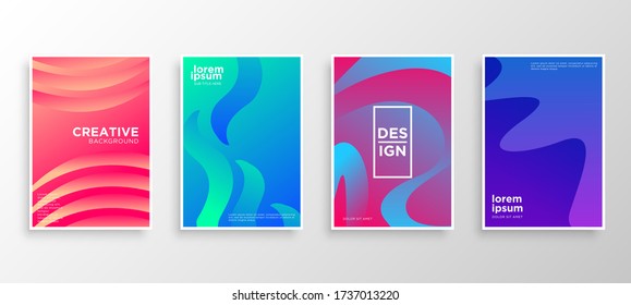 Conjunto de cuatro cubiertas mínimas de diseño. Gradientes de color medio-tono coloridos.diseño de plantilla de fondo moderno para web. Gradientes geniales. Patrones geométricos futuros. Vector Eps10.
