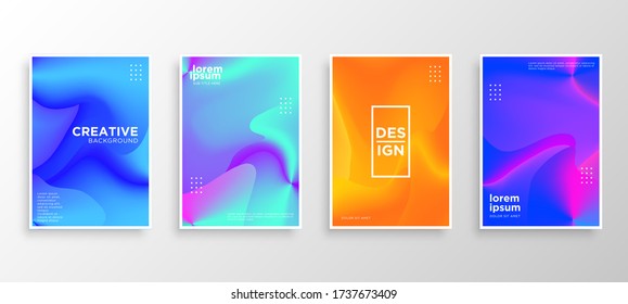 Conjunto de cuatro cubiertas mínimas de diseño. Gradientes de color medio-tono coloridos.diseño de plantilla de fondo moderno para web. Gradientes geniales. Patrones geométricos futuros. Vector Eps10.
