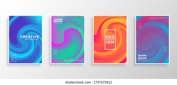Set of four Minimal covers design. Colorful halftone gradients.modern background template design for web. Cool gradients. Future geometric patterns. Eps10 vector.