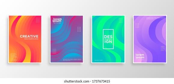 Set of four Minimal covers design. Colorful halftone gradients.modern background template design for web. Cool gradients. Future geometric patterns. Eps10 vector.