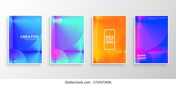Set of four Minimal covers design. Colorful conic gradients.modern background template design for web. Cool gradients. Future geometric patterns. Eps10 vector.