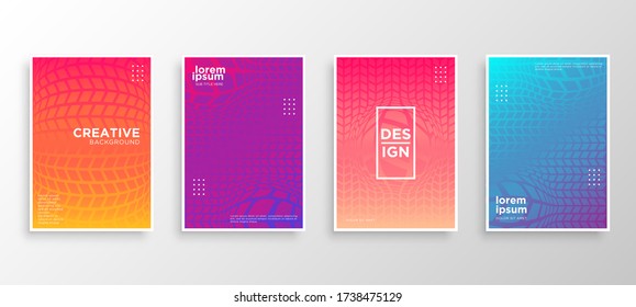 Set of four Minimal covers design. Colorful halftone gradients.modern background template design for web. Cool gradients. Future geometric patterns. Eps10 vector.