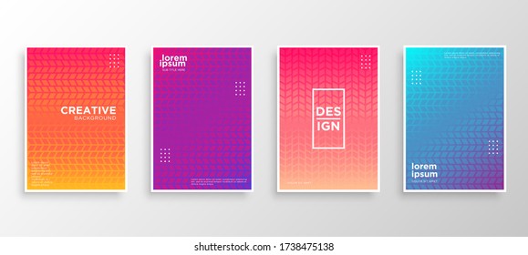 Conjunto de cuatro cubiertas mínimas de diseño. Gradientes de color medio-tono coloridos.diseño de plantilla de fondo moderno para web. Gradientes geniales. Patrones geométricos futuros. Vector Eps10.