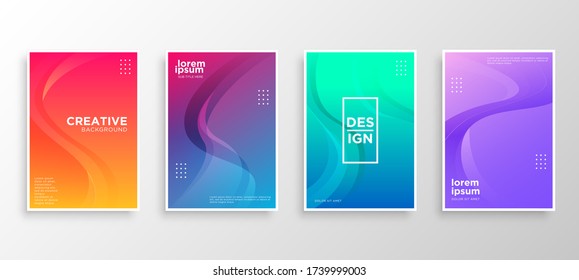 Set of four Minimal covers design. Colorful wavy gradients.modern background template design for web. Cool gradients. Future geometric patterns. Eps10 vector.