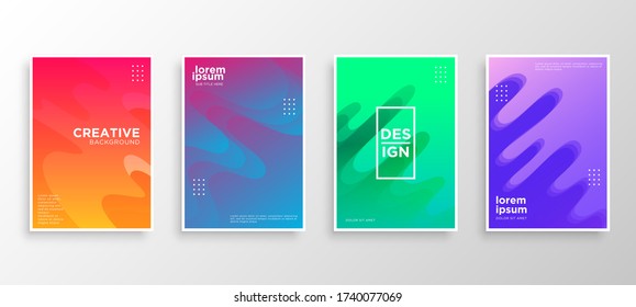 Set of four Minimal covers design. Colorful fluid gradients.modern background template design for web. Cool gradients. Future geometric patterns. Eps10 vector.