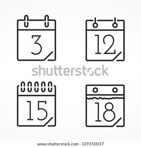Set of four minimal line calendar icons, vector eps10 illustration