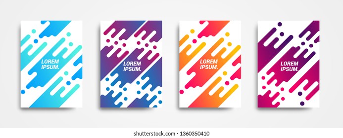 Set of four Minimal modern cover design with dynamic colorful gradients. Applicable for Covers, Posters, Flyer, and Banner Designs