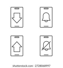 Conjunto de cuatro iconos de contorno de dispositivo móvil