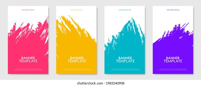 Set of four modern banner design template. Abstract grunge color design for media promotion.