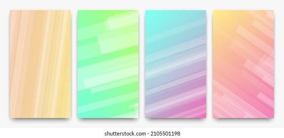 Set of four modern gradient backgrounds lines. Bright geometric abstract presentation backdrops. Vector illustration