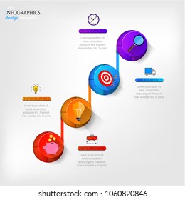 Set of four modern labels, banners with numbers and colorful icons, isolated on bright background, for infographics, presentations, documents