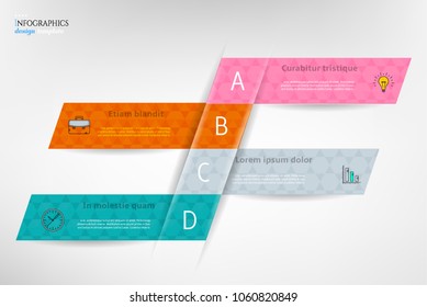 Set of four modern labels, banners with numbers and simple line icons, isolated on bright background, for infographics, presentations, documents