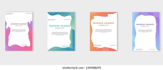 Set of four modern liquid banner template. can be use for, landing page, website, poster, coupon, gift card, flyer template. Gradient shapes composition. EPS 10. -Vector