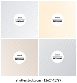 Set of four monochrome background with dots and halftone effect. Vector illustration.