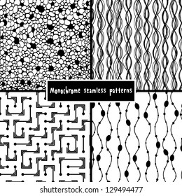 Set of four monochrome geometrical patterns. EPS 8 vector illustration.