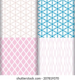 set of four monochrome geometrical patterns background