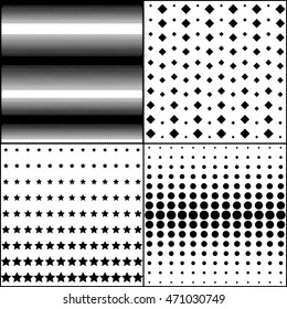Set of four monochrome geometrical patterns