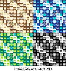 Set of four mosaic seamless patterns, vector illustration, eps10