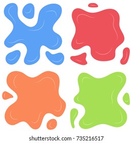 Set of four multi color splashes on a white background. Vector illustration
