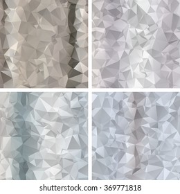 Set of four multicolor polygonal illustration. Geometric background. Triangular design in vector.