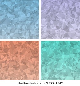 Set of four multicolor polygonal illustration. Geometric background. Triangular design in vector.