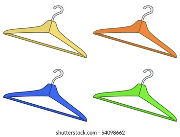 Set: four multi-coloured hangers for clothes