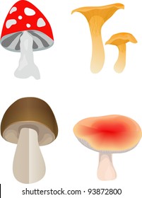 Set of four mushrooms