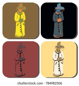 set of four mysterious men in beautiful hats