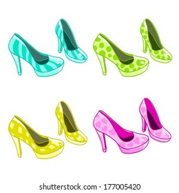 Set of four neon spring high hills