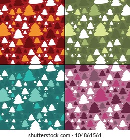 Set of four New Year seamless pattern