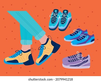 set of four nice sneakers