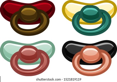 Set of four nipples of different colors